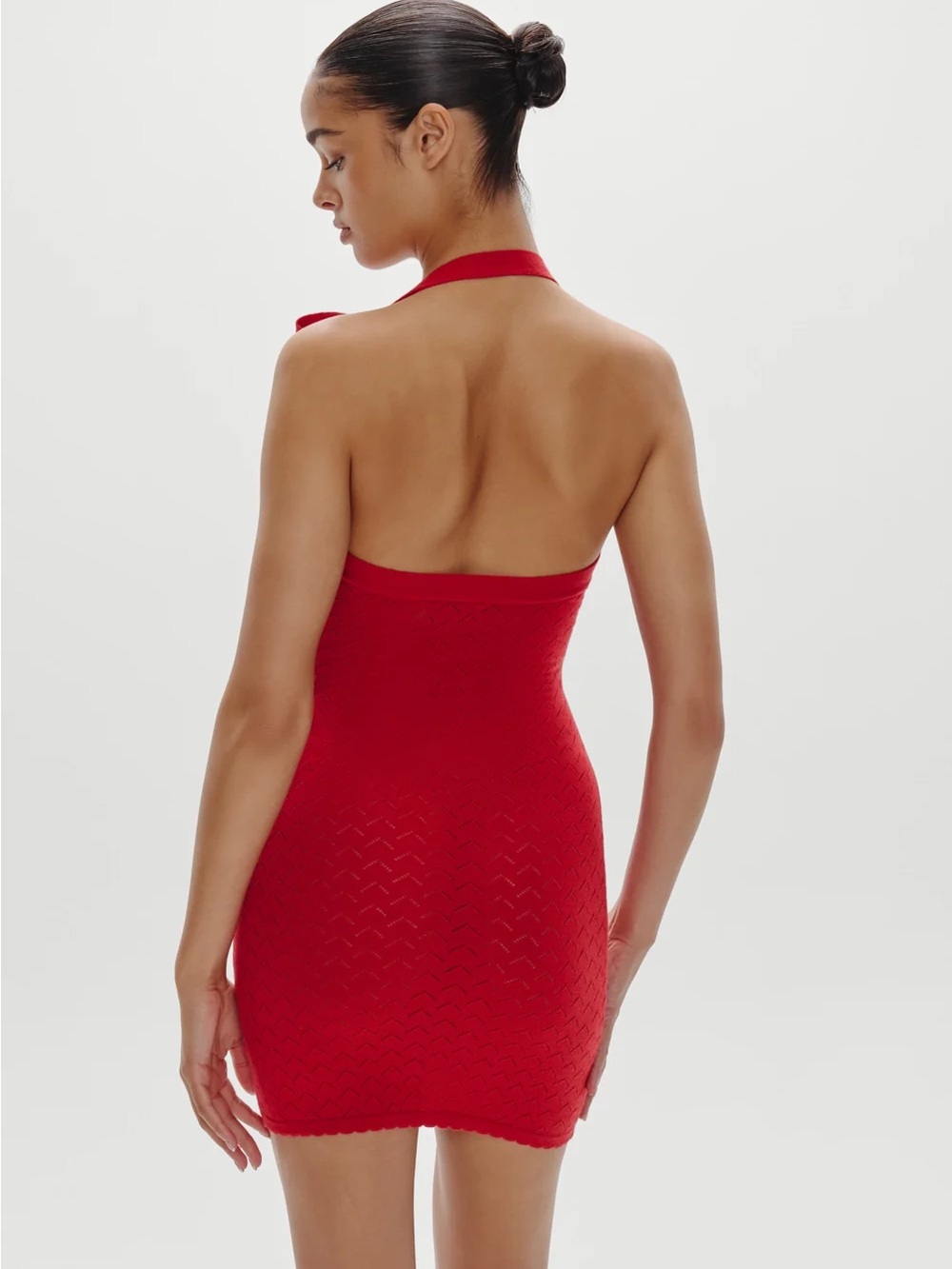 Frankie's Bikinis Red Glamour Halter Knit Mini Dress - Picture 3 of 4